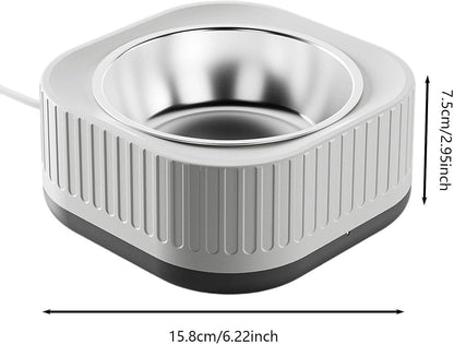 Heated Water Bowl for Cats and Dogs, Small Thermostatic Control Heated Dog Pet Bowl with Anti Chewy Cord for Winter, Removable Cat Bowl for Indoor and Outdoor (Yellow)