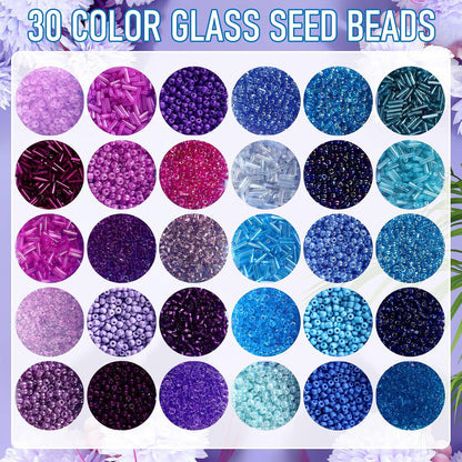 2 Sets 30 Colors Glass Seed and Bugle Beads Kit Small Loose Craft Beads for Jewelry Making DIY Crafts Bracelets and Necklaces(Yellow, Champagne Color)