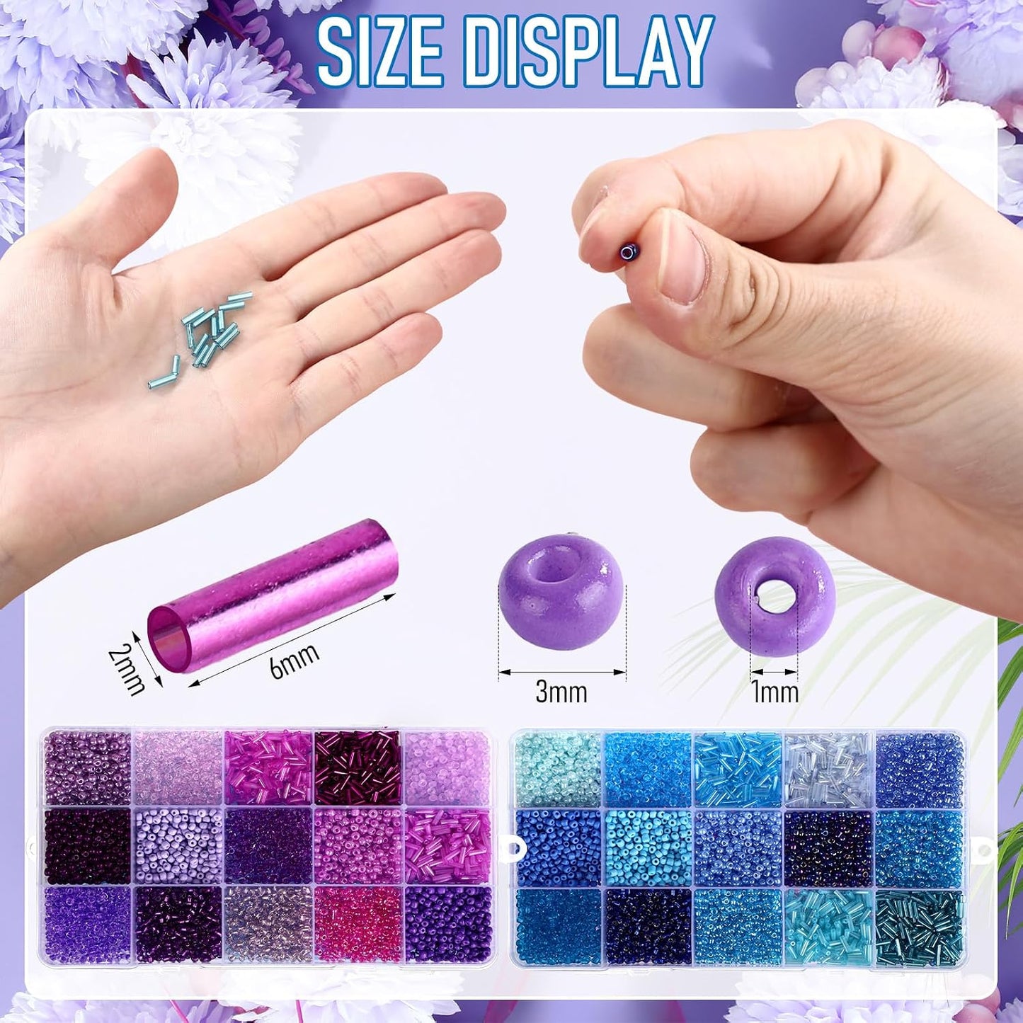 2 Sets 30 Colors Glass Seed and Bugle Beads Kit Small Loose Craft Beads for Jewelry Making DIY Crafts Bracelets and Necklaces(Yellow, Champagne Color)