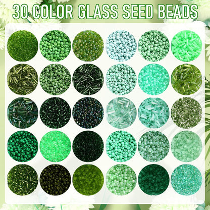 2 Sets 30 Colors Glass Seed and Bugle Beads Kit Small Loose Craft Beads for Jewelry Making DIY Crafts Bracelets and Necklaces(Yellow, Champagne Color)