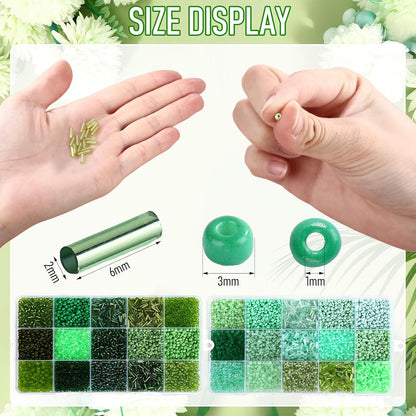 2 Sets 30 Colors Glass Seed and Bugle Beads Kit Small Loose Craft Beads for Jewelry Making DIY Crafts Bracelets and Necklaces(Yellow, Champagne Color)