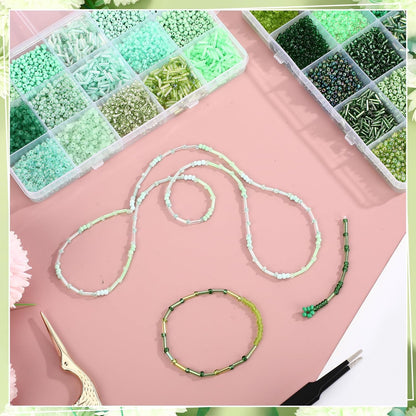 2 Sets 30 Colors Glass Seed and Bugle Beads Kit Small Loose Craft Beads for Jewelry Making DIY Crafts Bracelets and Necklaces(Yellow, Champagne Color)
