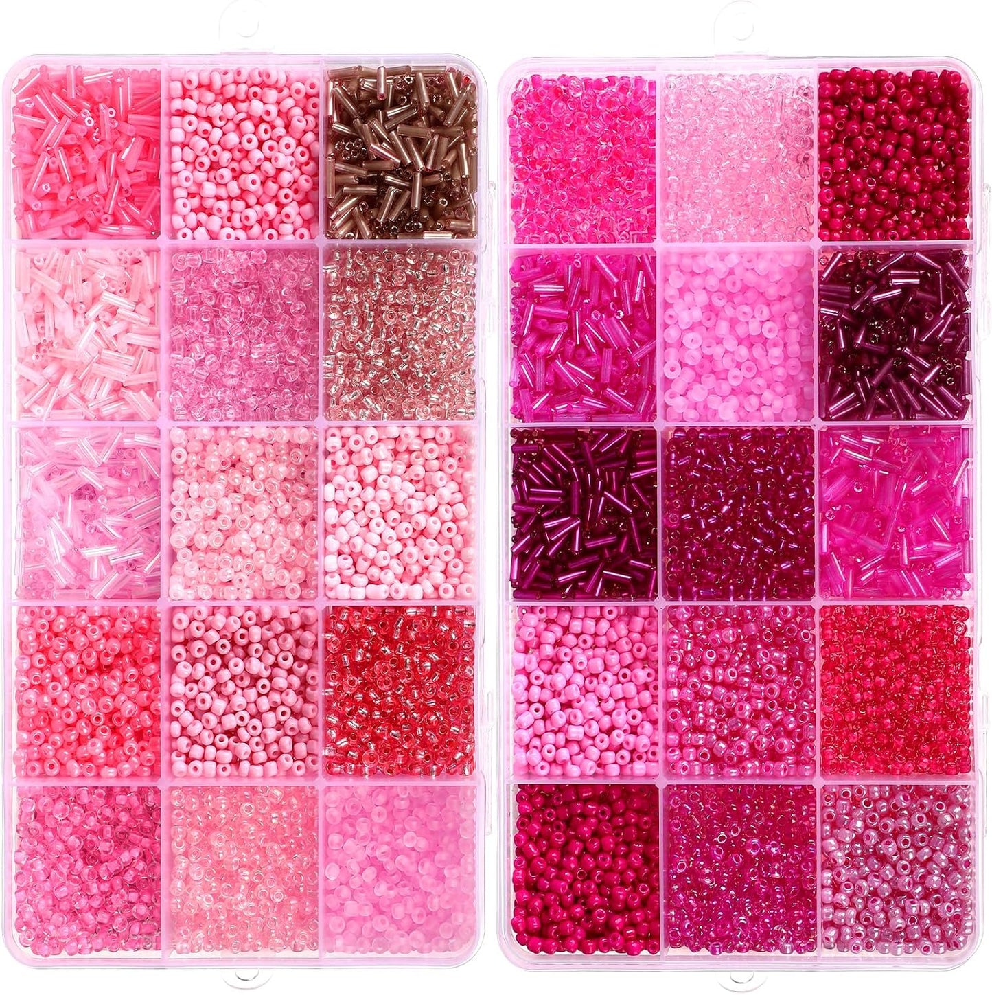 2 Sets 30 Colors Glass Seed and Bugle Beads Kit Small Loose Craft Beads for Jewelry Making DIY Crafts Bracelets and Necklaces(Yellow, Champagne Color)