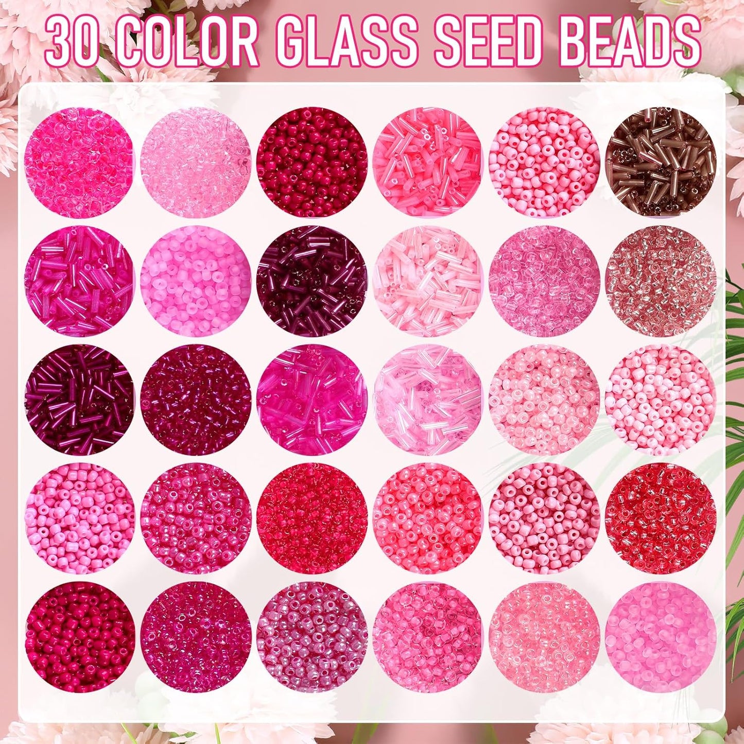 2 Sets 30 Colors Glass Seed and Bugle Beads Kit Small Loose Craft Beads for Jewelry Making DIY Crafts Bracelets and Necklaces(Yellow, Champagne Color)