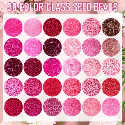 2 Sets 30 Colors Glass Seed and Bugle Beads Kit Small Loose Craft Beads for Jewelry Making DIY Crafts Bracelets and Necklaces(Yellow, Champagne Color)