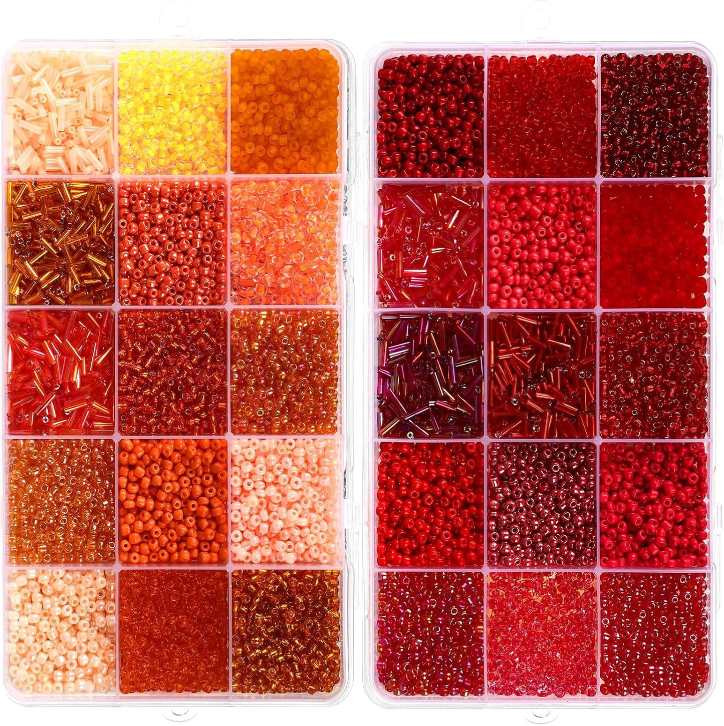 2 Sets 30 Colors Glass Seed and Bugle Beads Kit Small Loose Craft Beads for Jewelry Making DIY Crafts Bracelets and Necklaces(Yellow, Champagne Color)