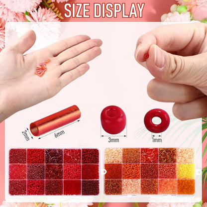 2 Sets 30 Colors Glass Seed and Bugle Beads Kit Small Loose Craft Beads for Jewelry Making DIY Crafts Bracelets and Necklaces(Yellow, Champagne Color)