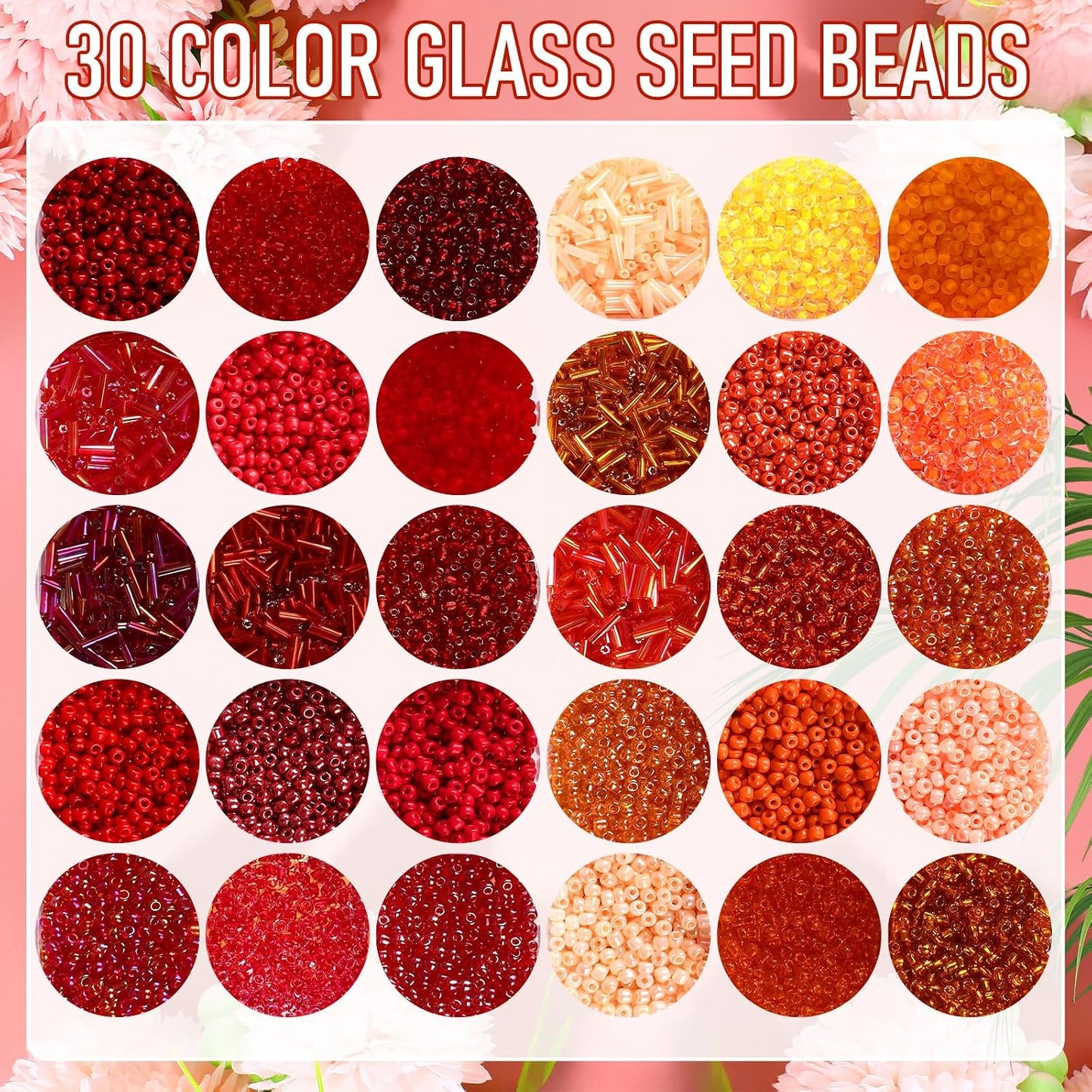 2 Sets 30 Colors Glass Seed and Bugle Beads Kit Small Loose Craft Beads for Jewelry Making DIY Crafts Bracelets and Necklaces(Yellow, Champagne Color)