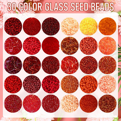 2 Sets 30 Colors Glass Seed and Bugle Beads Kit Small Loose Craft Beads for Jewelry Making DIY Crafts Bracelets and Necklaces(Yellow, Champagne Color)