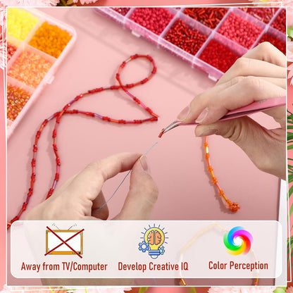 2 Sets 30 Colors Glass Seed and Bugle Beads Kit Small Loose Craft Beads for Jewelry Making DIY Crafts Bracelets and Necklaces(Yellow, Champagne Color)