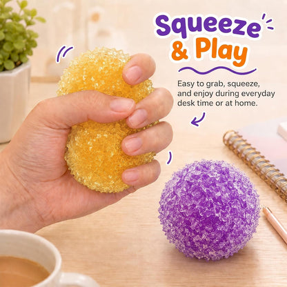 Crunchy Squishy Stress Ball for Relaxing Fidget, Party Favors, 2PCS | 2.36 in, Sensory Squeeze Toy, Crushed Ice TPR Texture, Weighty Squeeze with Subtle Rustling, Moldable Shape Holding Fill