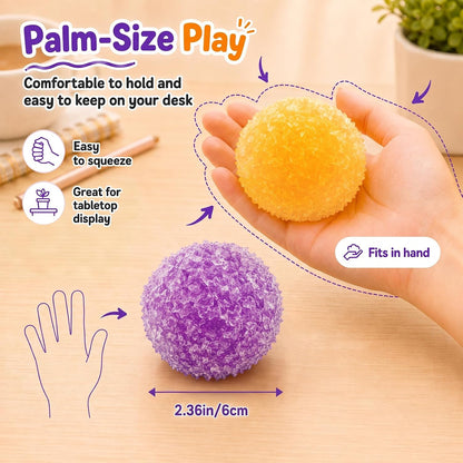 Crunchy Squishy Stress Ball for Relaxing Fidget, Party Favors, 2PCS | 2.36 in, Sensory Squeeze Toy, Crushed Ice TPR Texture, Weighty Squeeze with Subtle Rustling, Moldable Shape Holding Fill