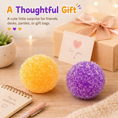 Crunchy Squishy Stress Ball for Relaxing Fidget, Party Favors, 2PCS | 2.36 in, Sensory Squeeze Toy, Crushed Ice TPR Texture, Weighty Squeeze with Subtle Rustling, Moldable Shape Holding Fill