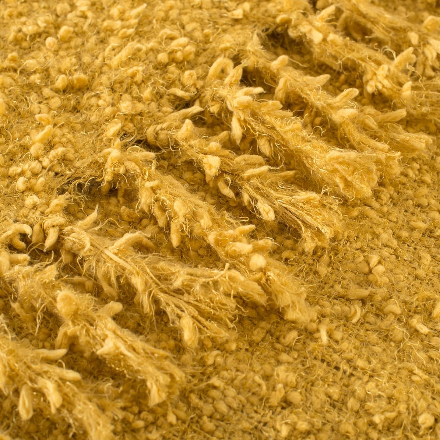 Winter Knit Throw Blanket Fluffy Fuzzy Soft Lightweight Cozy Farmhouse Tassels Chunky Knitted Throws for Couch Sofa Bed (Mustard Yellow, 60"x80")