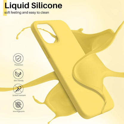 for iPhone 12 Mini Case, Slim Liquid Silicone Cover, Lemon Yellow | Lightweight Design, Anti-Fingerprint Finish, Easy-to-Clean Surface, Soft Microfiber Interior, Responsive Button Covers