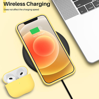 for iPhone 12 Mini Case, Slim Liquid Silicone Cover, Lemon Yellow | Lightweight Design, Anti-Fingerprint Finish, Easy-to-Clean Surface, Soft Microfiber Interior, Responsive Button Covers