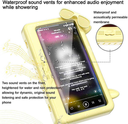 Traces-Free Phone Shower Holder Hd Sensitive Shower Phone Holder Waterproof 360° Rotation Extendable Universal Shower Phone Case for Sinks(Yellow)