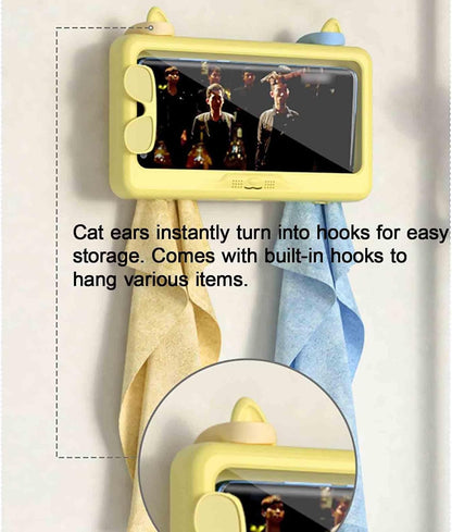 Traces-Free Phone Shower Holder Hd Sensitive Shower Phone Holder Waterproof 360° Rotation Extendable Universal Shower Phone Case for Sinks(Yellow)