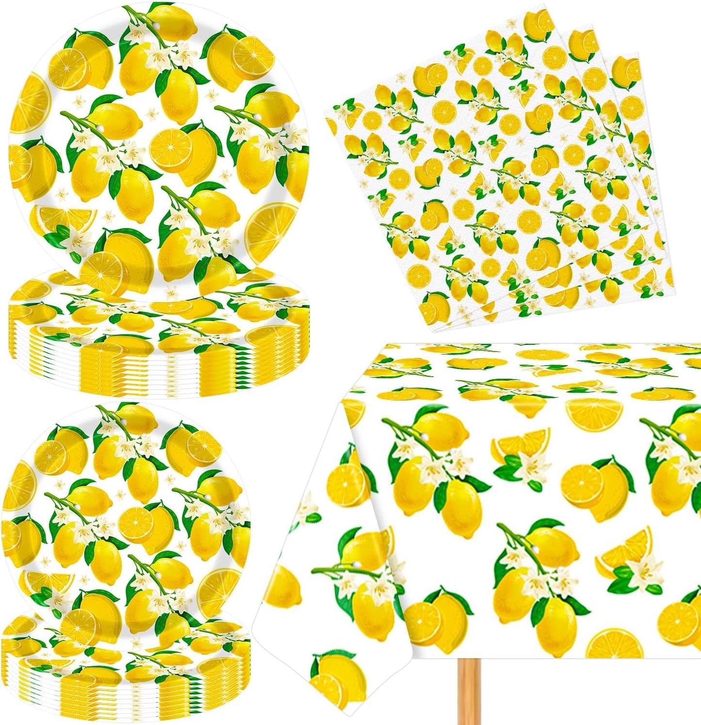 61Pcs Lemon Party Decorations Yellow Lemons Themed Birthday Party Supplies Lemonade Themed Tableware- Plate Napkins for Lemonade Theme Birthday Wedding Shower Supplies Serves 20