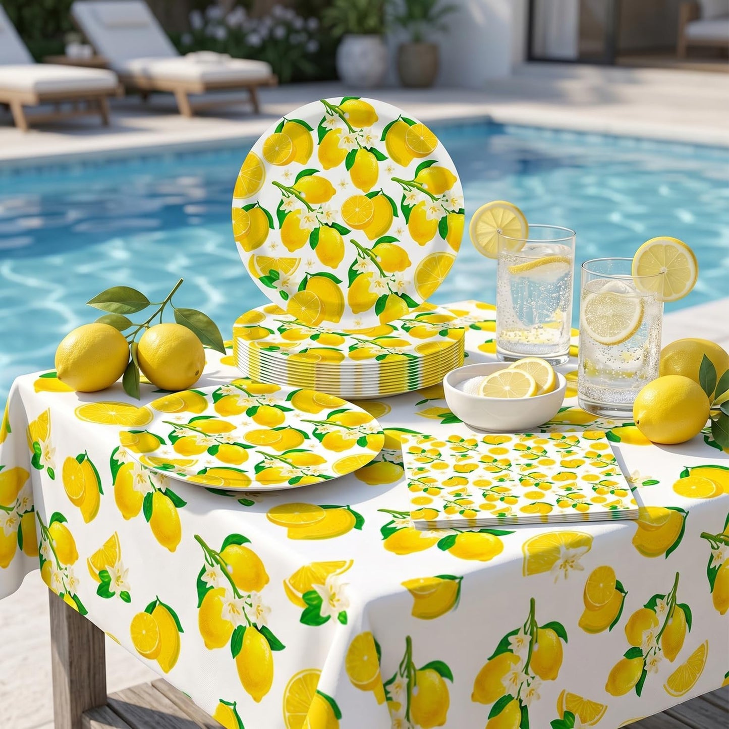 61Pcs Lemon Party Decorations Yellow Lemons Themed Birthday Party Supplies Lemonade Themed Tableware- Plate Napkins for Lemonade Theme Birthday Wedding Shower Supplies Serves 20
