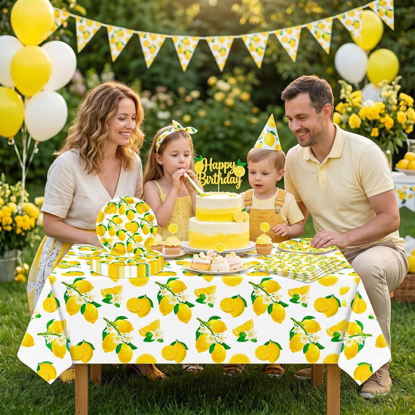 61Pcs Lemon Party Decorations Yellow Lemons Themed Birthday Party Supplies Lemonade Themed Tableware- Plate Napkins for Lemonade Theme Birthday Wedding Shower Supplies Serves 20