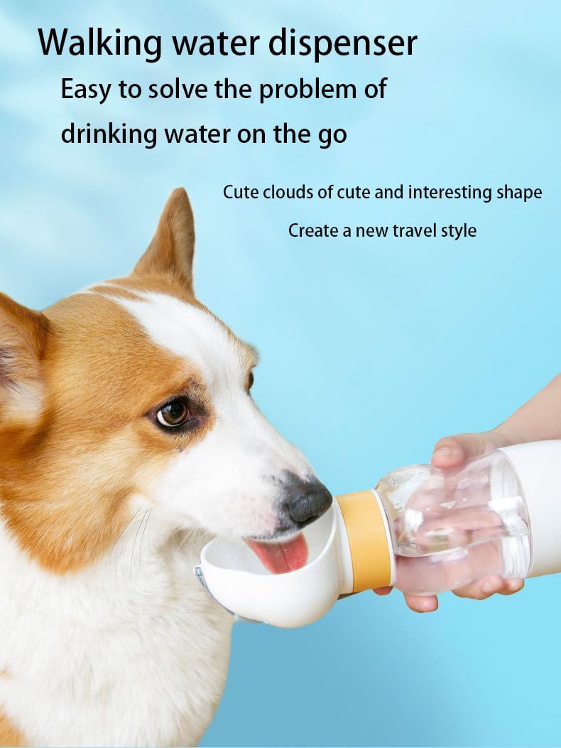 Dog Water Bottle with Food Container, Convenient Pet Water Bottle, Leak Proof Puppy Water Dispenser, for Pets Outdoor Walking Trips and Hiking, 12 oz, for Dogs and Cats