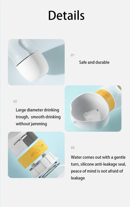 Dog Water Bottle with Food Container, Convenient Pet Water Bottle, Leak Proof Puppy Water Dispenser, for Pets Outdoor Walking Trips and Hiking, 12 oz, for Dogs and Cats