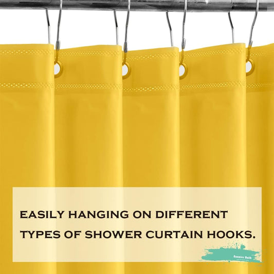 Yellow Cream Plastic Shower Curtain Or Liner, 72x72 Inch Lightweight Yellow Plastic Bathroom Shower Showroom Inner Curtain with Rustproof Metal Grommet Holes and Weighted Magnets