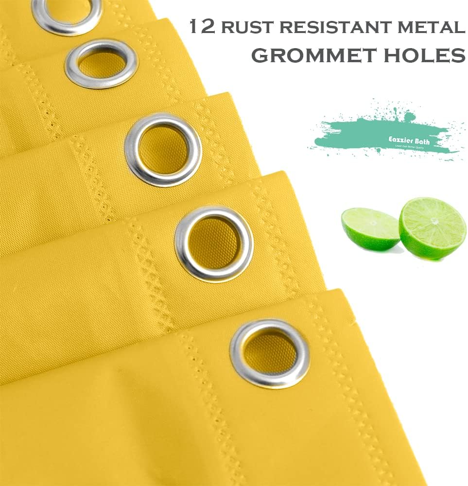 Yellow Cream Plastic Shower Curtain Or Liner, 72x72 Inch Lightweight Yellow Plastic Bathroom Shower Showroom Inner Curtain with Rustproof Metal Grommet Holes and Weighted Magnets