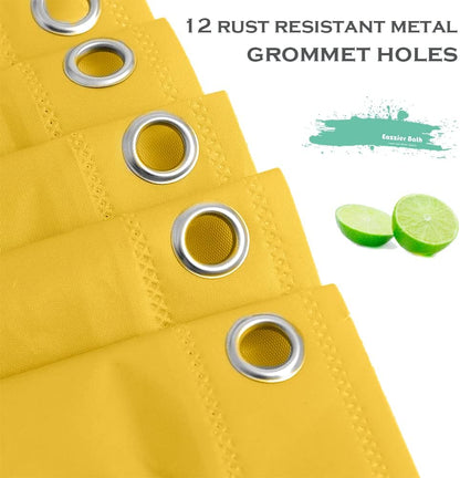 Yellow Cream Plastic Shower Curtain Or Liner, 72x72 Inch Lightweight Yellow Plastic Bathroom Shower Showroom Inner Curtain with Rustproof Metal Grommet Holes and Weighted Magnets