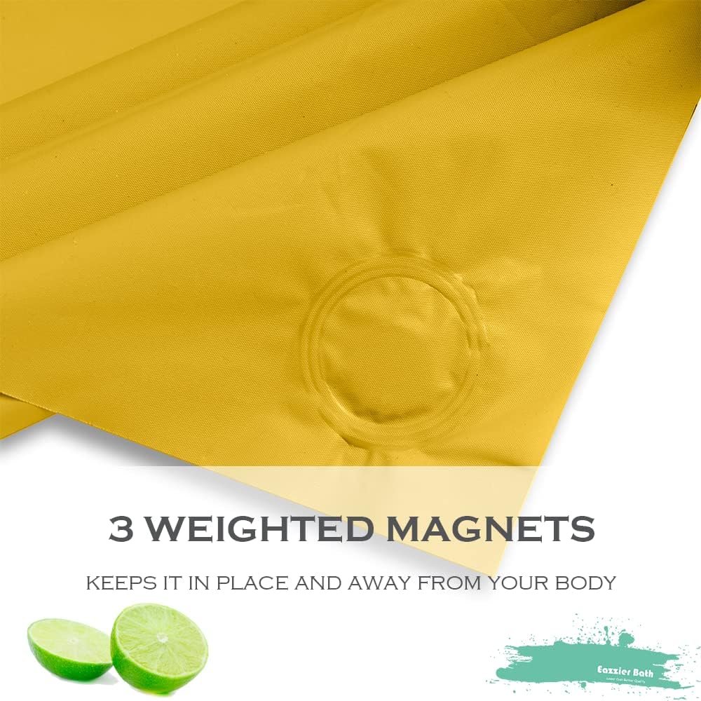 Yellow Cream Plastic Shower Curtain Or Liner, 72x72 Inch Lightweight Yellow Plastic Bathroom Shower Showroom Inner Curtain with Rustproof Metal Grommet Holes and Weighted Magnets