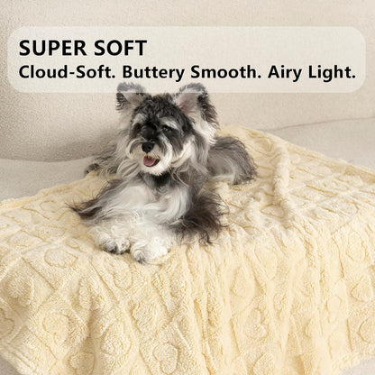 Pet Blanket for Dogs Cats, 300GSM Ultra Soft Coral Fleece Blanket, Washable Small Dog Cat Blanket, Calming Crate Mat, Furniture Protector for Couch Bed Car Seat, Beige, 25x35IN