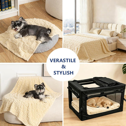 Pet Blanket for Dogs Cats, 300GSM Ultra Soft Coral Fleece Blanket, Washable Small Dog Cat Blanket, Calming Crate Mat, Furniture Protector for Couch Bed Car Seat, Beige, 25x35IN