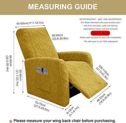 Recliner Chair Covers Small Lazy Boy Reclining Slipcover,Yellow | 4 Pieces Stretch Plush Small Recliner Sofa Slipcover with Pocket,Pets Friendly,Furniture Protector for Living Room