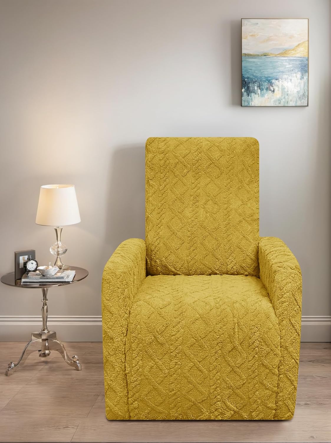 Recliner Chair Covers Small Lazy Boy Reclining Slipcover,Yellow | 4 Pieces Stretch Plush Small Recliner Sofa Slipcover with Pocket,Pets Friendly,Furniture Protector for Living Room