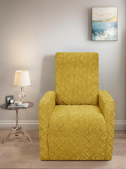 Recliner Chair Covers Small Lazy Boy Reclining Slipcover,Yellow | 4 Pieces Stretch Plush Small Recliner Sofa Slipcover with Pocket,Pets Friendly,Furniture Protector for Living Room