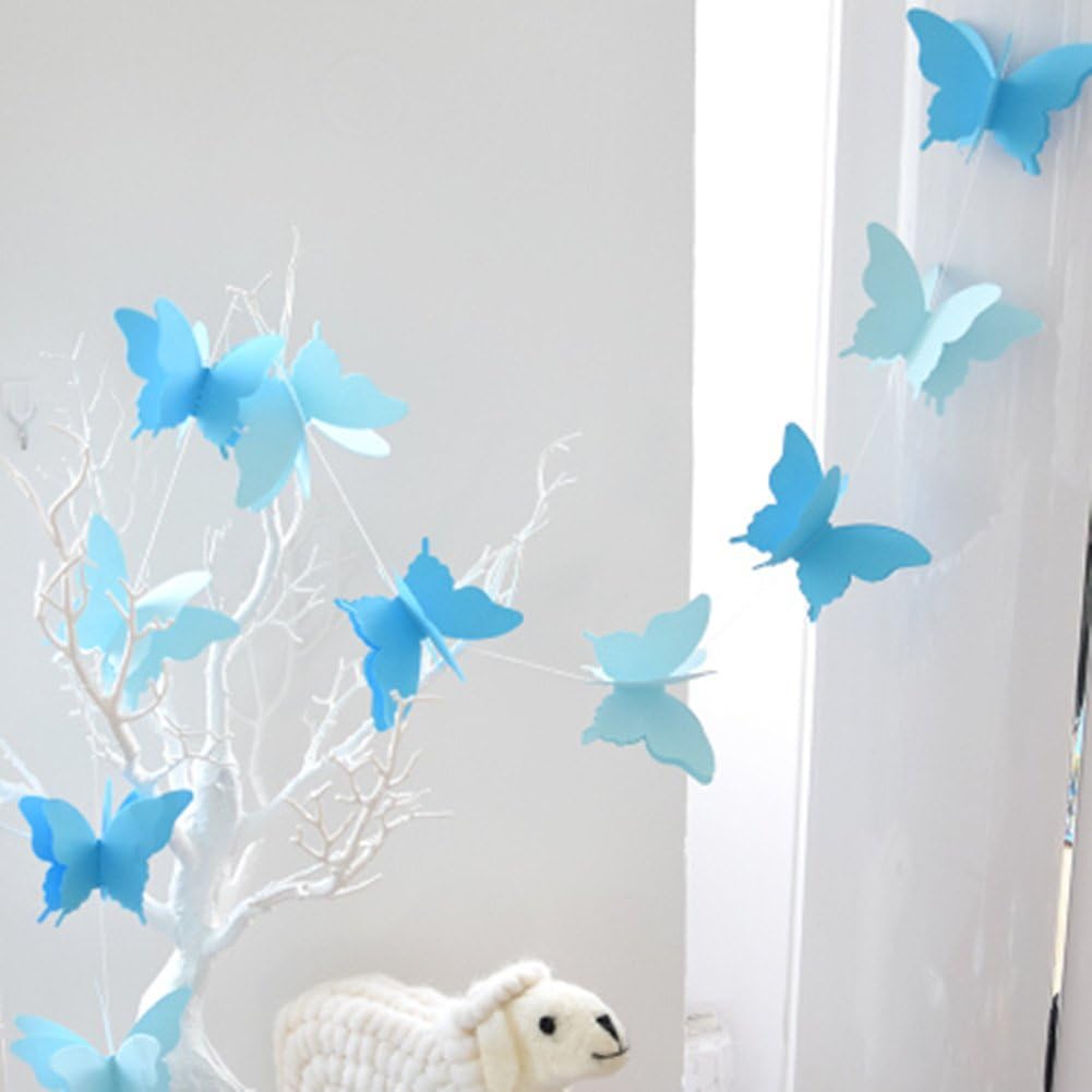 Butterfly Banner Decorative Paper Garland for Wedding, Baby Shower Birthday Theme Decor 110 Inches Long Pack of 2 Pieces Yellow
