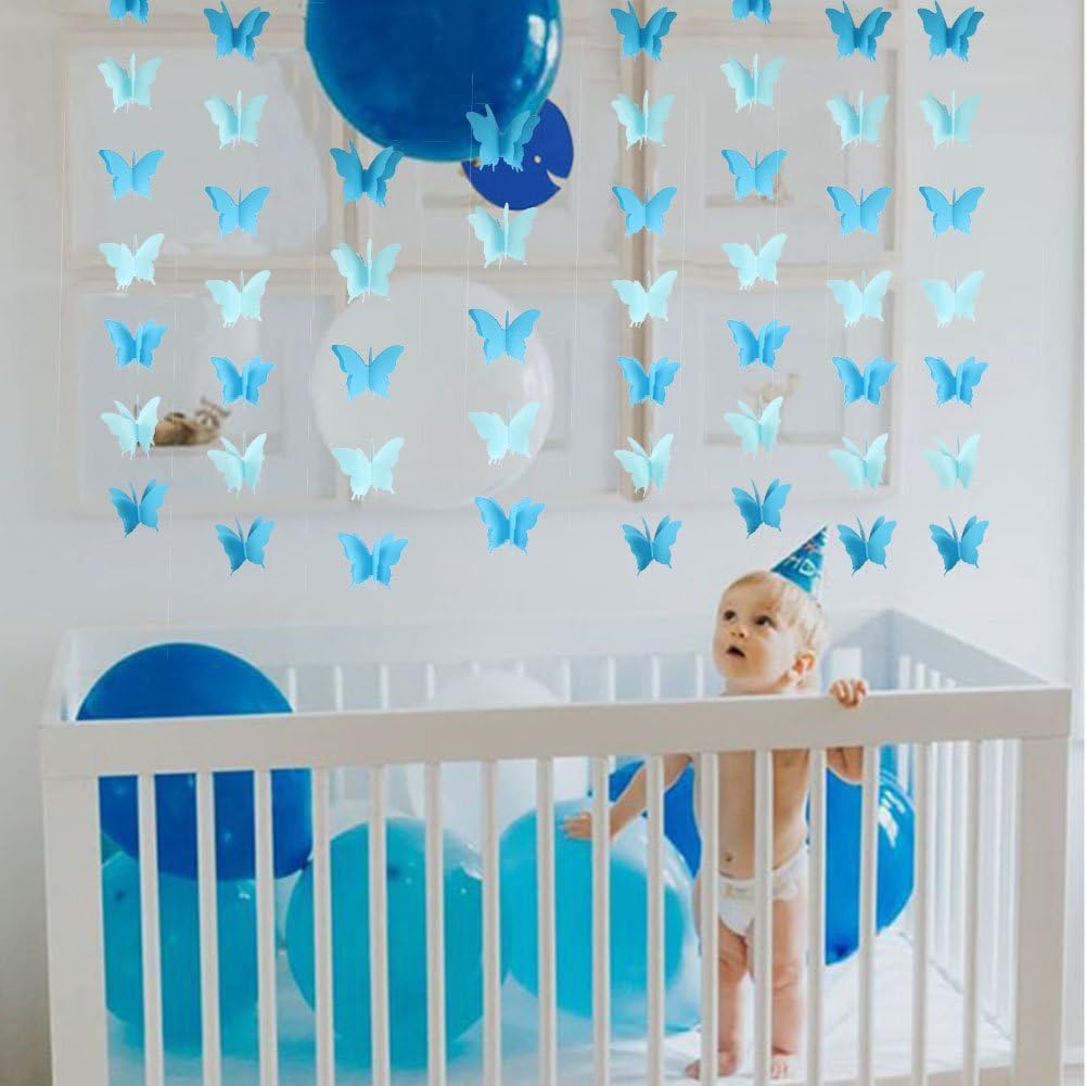 Butterfly Banner Decorative Paper Garland for Wedding, Baby Shower Birthday Theme Decor 110 Inches Long Pack of 2 Pieces Yellow
