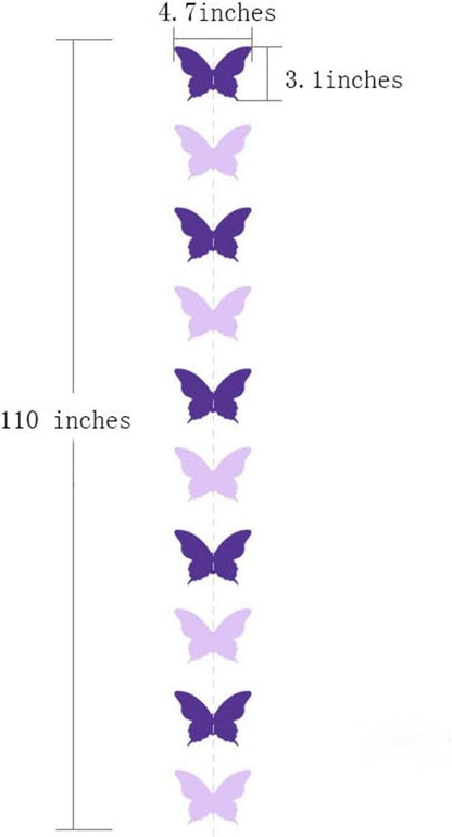 Butterfly Banner Decorative Paper Garland for Wedding, Baby Shower Birthday Theme Decor 110 Inches Long Pack of 2 Pieces Yellow