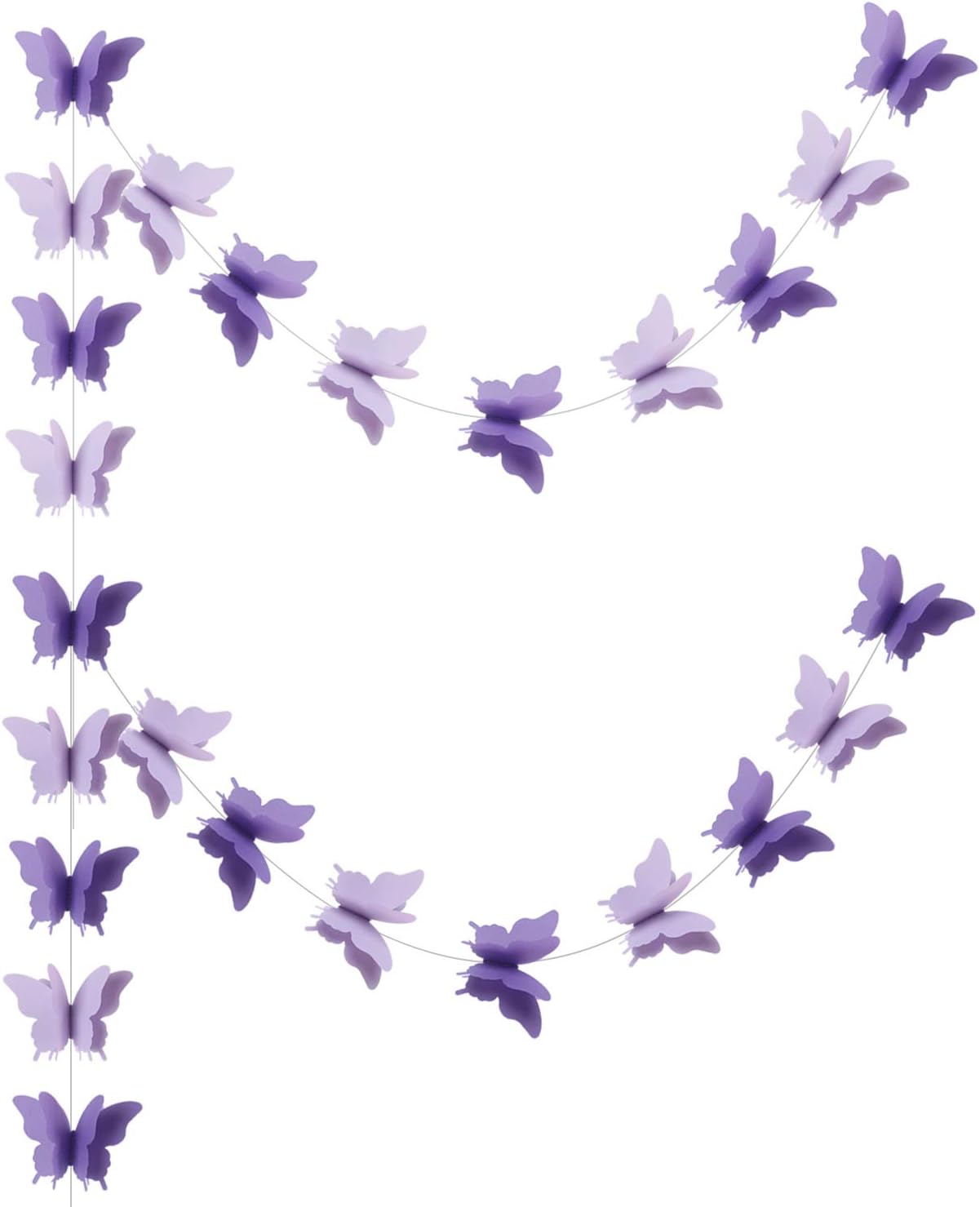 Butterfly Banner Decorative Paper Garland for Wedding, Baby Shower Birthday Theme Decor 110 Inches Long Pack of 2 Pieces Yellow