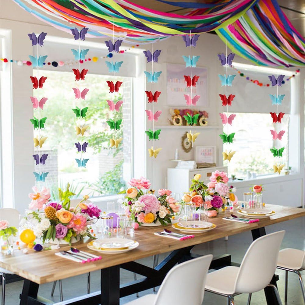 Butterfly Banner Decorative Paper Garland for Wedding, Baby Shower Birthday Theme Decor 110 Inches Long Pack of 2 Pieces Yellow