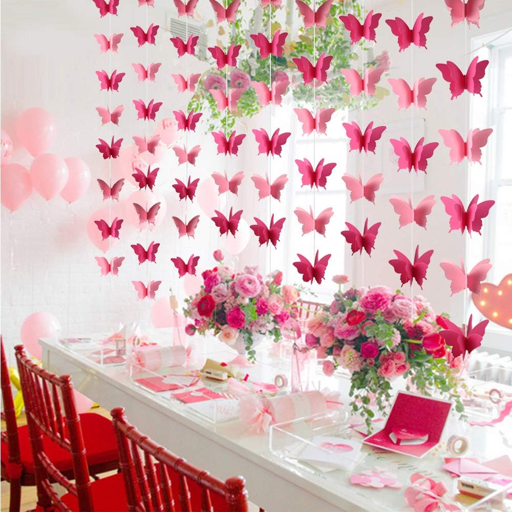 Butterfly Banner Decorative Paper Garland for Wedding, Baby Shower Birthday Theme Decor 110 Inches Long Pack of 2 Pieces Yellow
