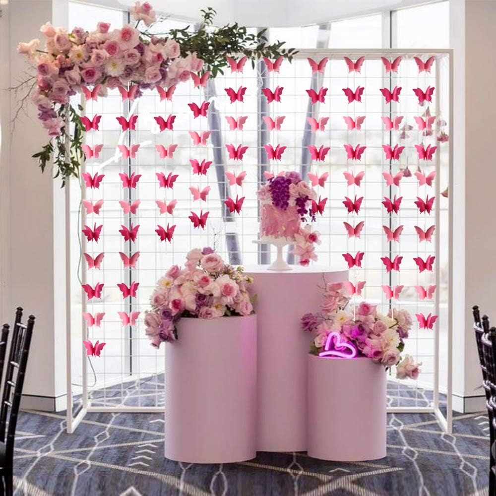 Butterfly Banner Decorative Paper Garland for Wedding, Baby Shower Birthday Theme Decor 110 Inches Long Pack of 2 Pieces Yellow