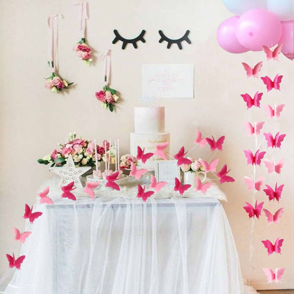 Butterfly Banner Decorative Paper Garland for Wedding, Baby Shower Birthday Theme Decor 110 Inches Long Pack of 2 Pieces Yellow