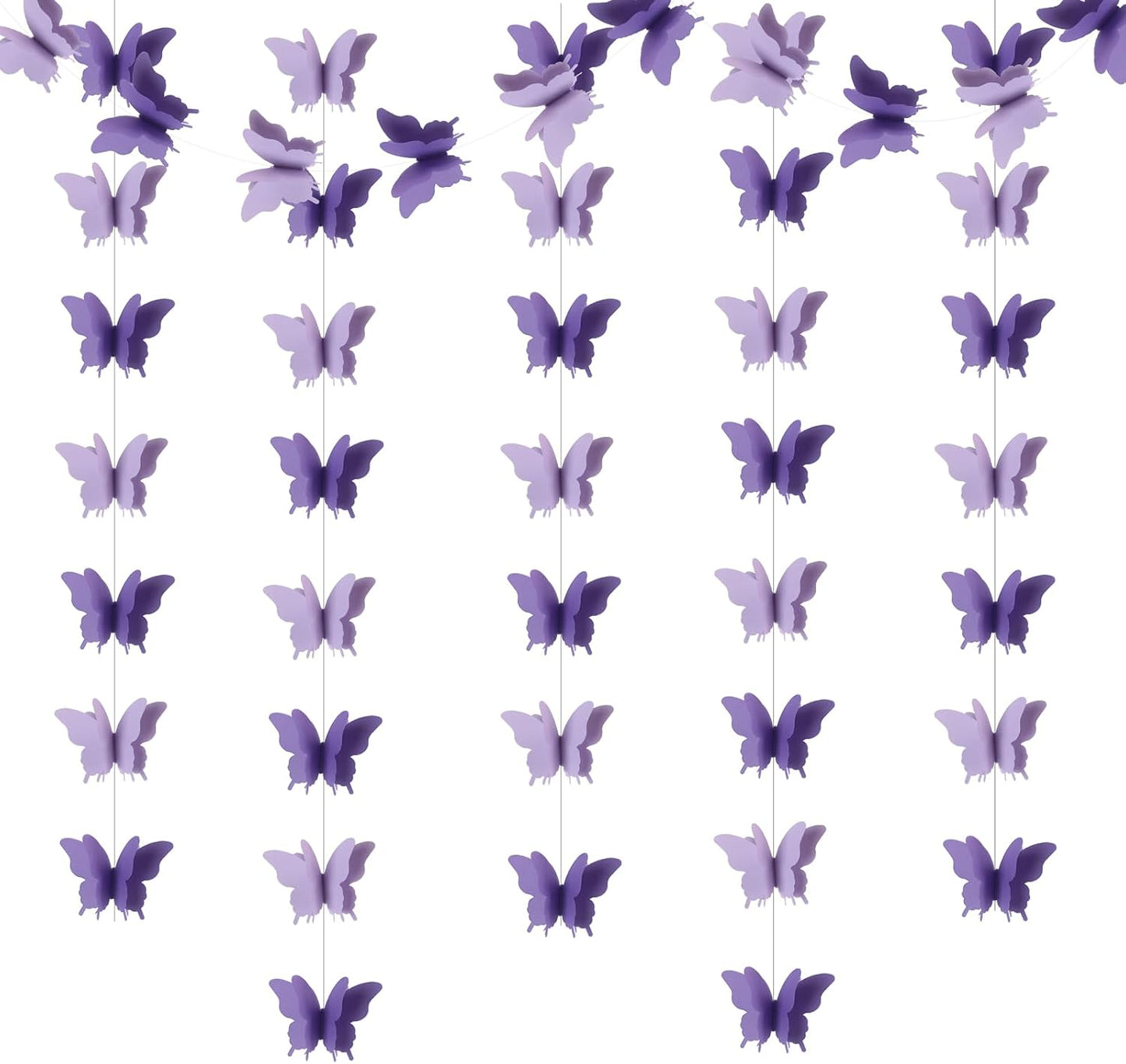 Butterfly Banner Decorative Paper Garland for Wedding, Baby Shower Birthday Theme Decor 110 Inches Long Pack of 2 Pieces Yellow