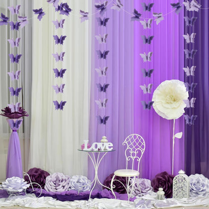 Butterfly Banner Decorative Paper Garland for Wedding, Baby Shower Birthday Theme Decor 110 Inches Long Pack of 2 Pieces Yellow