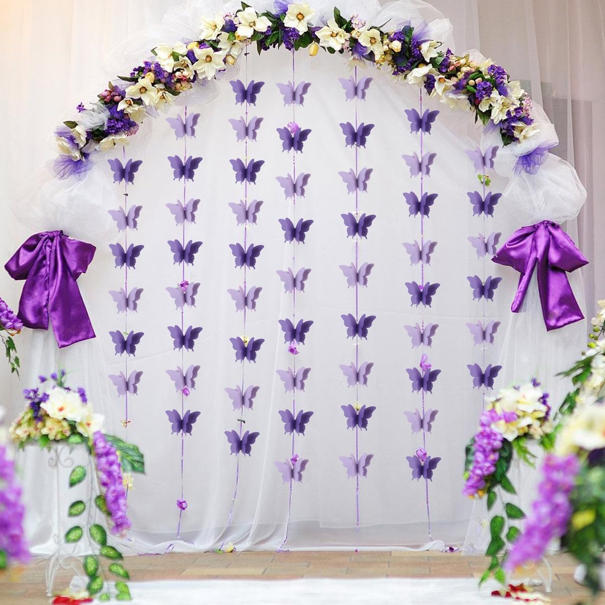 Butterfly Banner Decorative Paper Garland for Wedding, Baby Shower Birthday Theme Decor 110 Inches Long Pack of 2 Pieces Yellow