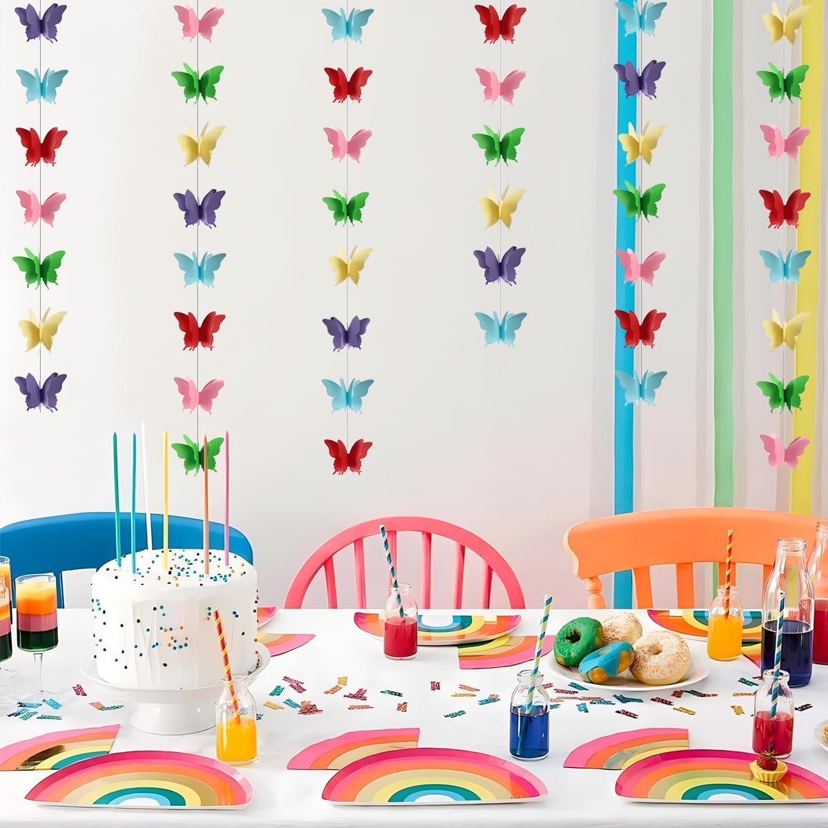 Butterfly Banner Decorative Paper Garland for Wedding, Baby Shower Birthday Theme Decor 110 Inches Long Pack of 2 Pieces Yellow