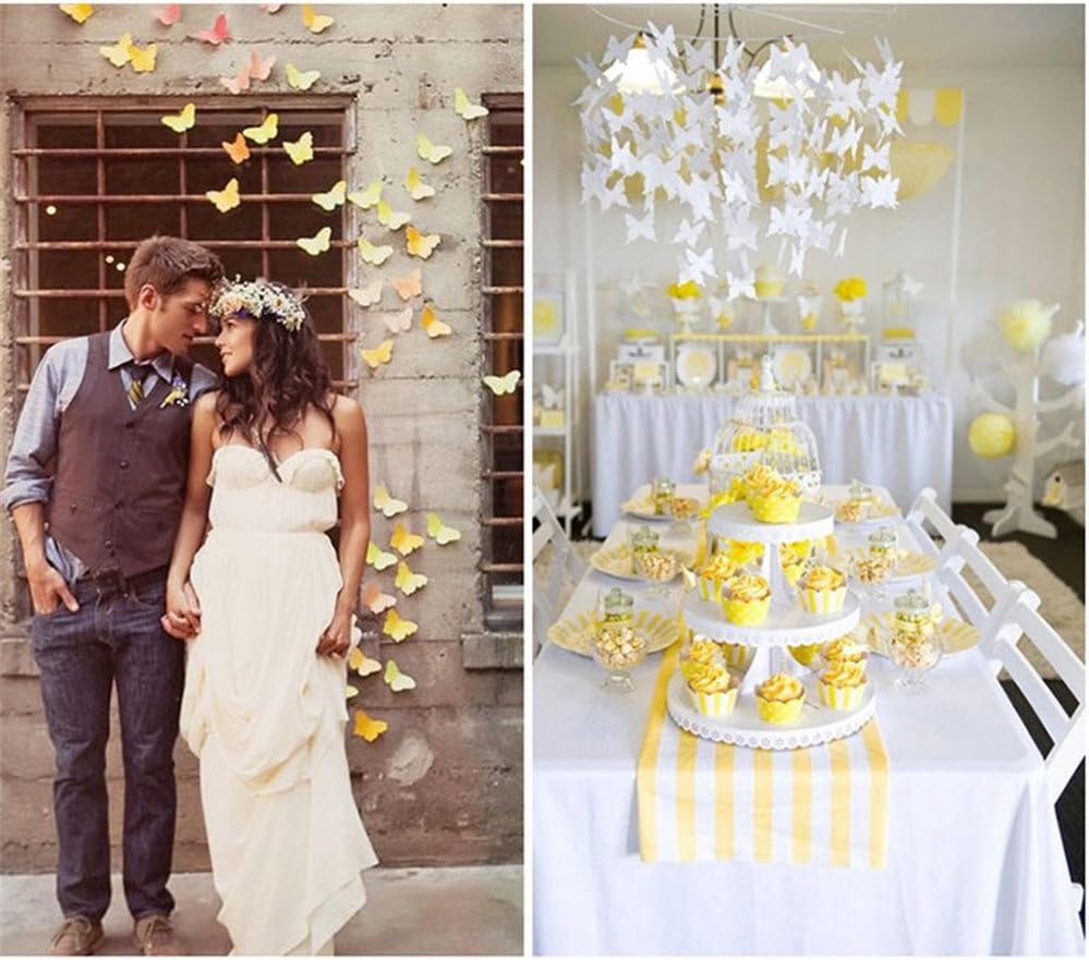 Butterfly Banner Decorative Paper Garland for Wedding, Baby Shower Birthday Theme Decor 110 Inches Long Pack of 2 Pieces Yellow