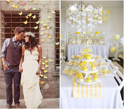 Butterfly Banner Decorative Paper Garland for Wedding, Baby Shower Birthday Theme Decor 110 Inches Long Pack of 2 Pieces Yellow